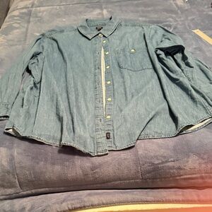 Lee Light Blue Denim Button-Up Blouse